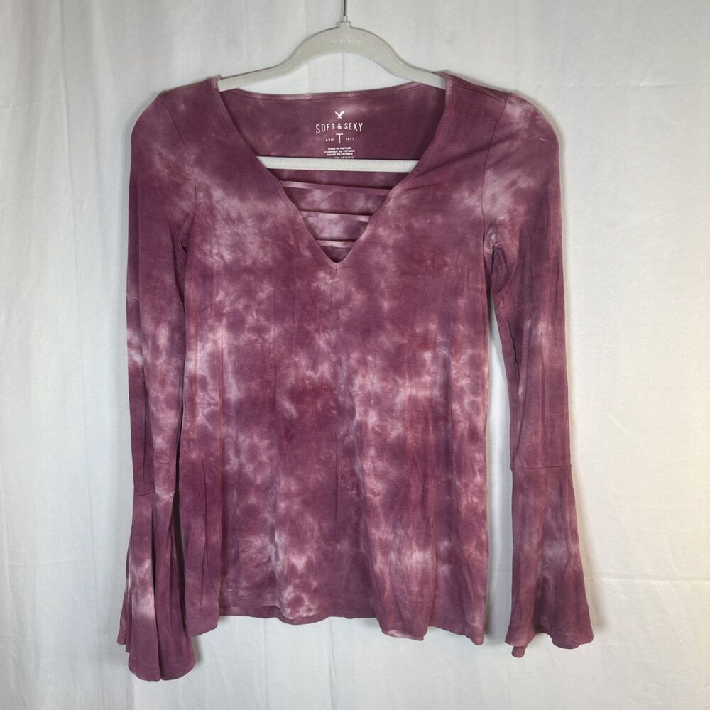 American Eagle Purple Tie Dye Long Sleeve Soft & Sexy Shirt Size XS Preowned